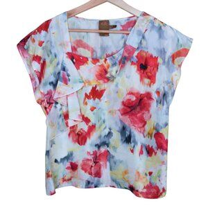 Ali Ro Silk Floral Heartthrob Watercolor Short Sleeve Blouse 6